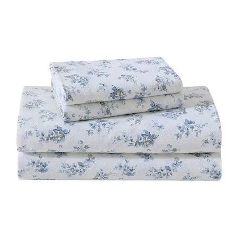 Laura Ashley Cotton Flannel 4-Piece Sheet Set, Queen